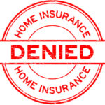 Insurance claim denied stamp which  you might see if your mold damage claim was denied.