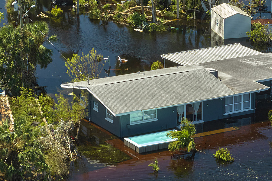 Flooded home in Florida - time for a public adjuster to submit an insurance claim for the owner.
