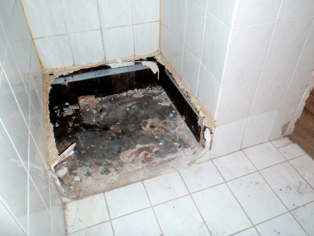 Shower pan lean repair.